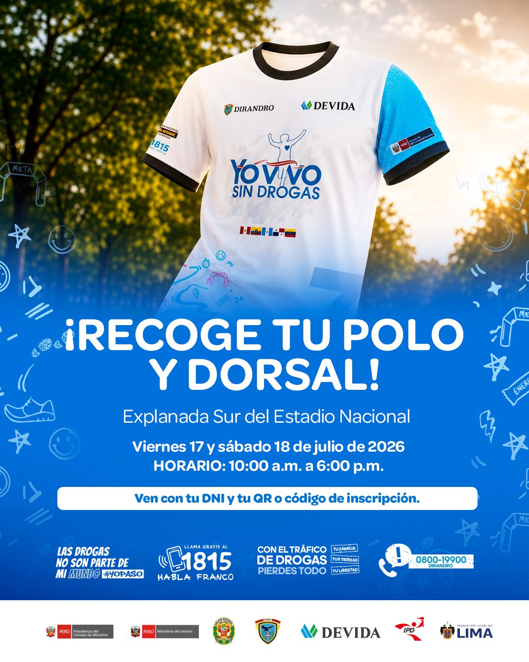 Recoge tu polo y dorsal — Festival Atlético "Yo Vivo Sin Drogas – Tú Decides 7K" 2026